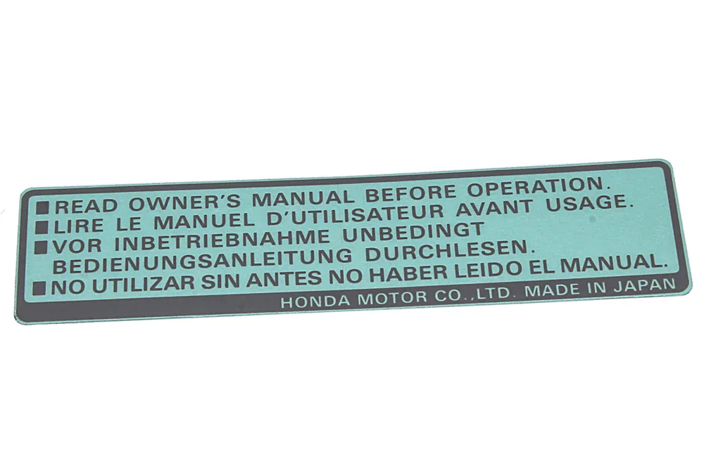 Hot Picks HO-87522ZH9000 - 87522-ZH9-000 LABEL, CAUTION (Honda Code 3684206) READ OWNER'S MANUAL BEFORE OPERATION Honda Engine Parts (HO-87522ZH9000)