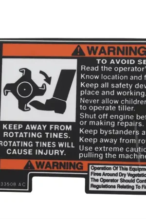 Buy Today MTD-777S33508 - tiller tine shield label Cub Cadet Tiller (MTD-777S33508)