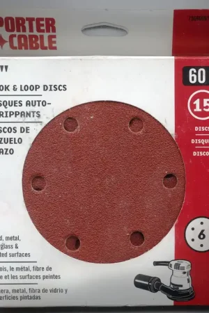 PC-736600615 - Sanding Disc, 6" Hook and Loop, 60 Grit, 15 Pack, 6 Hole Pattern Porter-Cable Tool, Porter-Cable (PC-736600615) Hot Picks