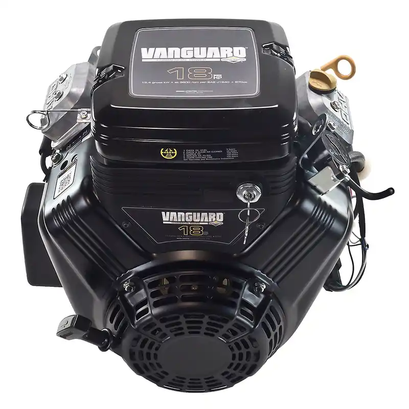 356447-0395 - 18hp Briggs & Stratton Vanguard Engine, Horizontal 3-21/64"L (2-1/4" Taper) Shaft, Fuel Pump, Electric Start, Side Mount Muffler, No Governor (356447-0395) High Quality