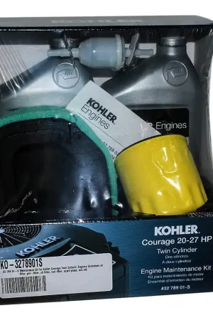 Authentic KO-3278901S - 32 789 01-S Maintenance kit for Kohler Courage Twin Cylinder Engines (includeds air filter, pre-filter, oil filter, fuel filter, spark plugs, and oil) (KO-3278901S)