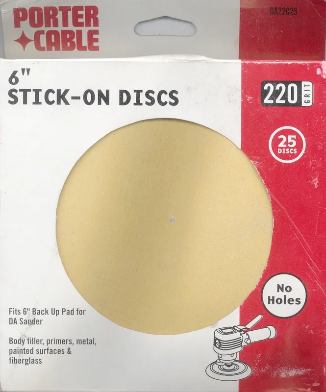 PC-DA22025 - Sanding Disc, 6" Stick-On, 220 Grit, 25 Pack, No Holes Porter-Cable Tool (PC-DA22025) Fan Favorite