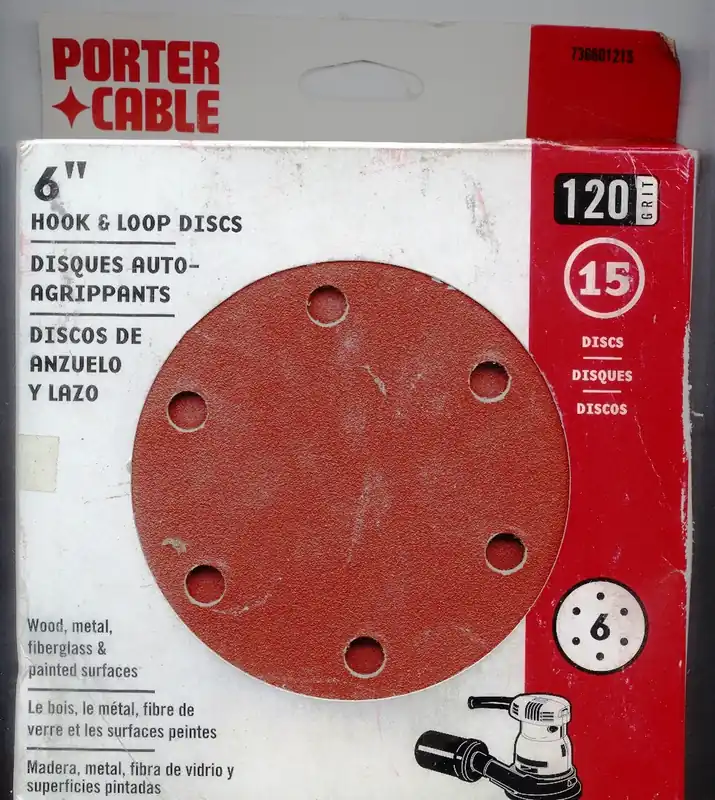 Brand New PC-736601215 - Sanding Disc, 6" Hook and Loop, 120 Grit, 15 Pack, 6 Hole Pattern Porter-Cable Tool, Porter-Cable (PC-736601215)