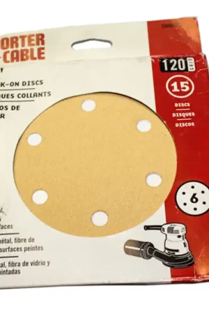 PC-726601215 - 6-Inch 120 Grit Six-Hole Adhesive-Backed Sanding Discs (15-Pack) Porter Cable, Porter-Cable (PC-726601215) Premium