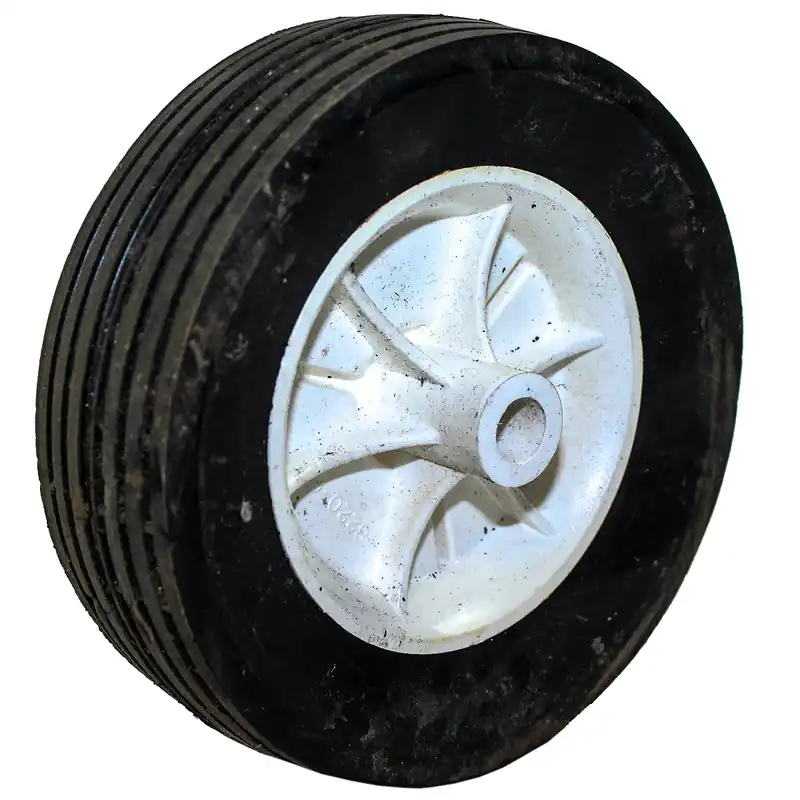 High Quality LM-WHEEL-PL-6-W2 - 6" Wheel, Plastic, 1.50" wide, 1/2" bore, White, Dirty from storage, Misc Lawnmower Parts (LM-WHEEL-PL-6-W2)