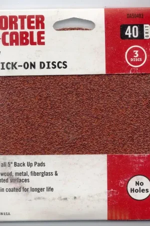 Brand New PC-DA50403 - Sanding Disc, 5" Stick-On, 40 Grit, 3 Pack, No Holes Porter-Cable Tool, Porter-Cable (PC-DA50403)