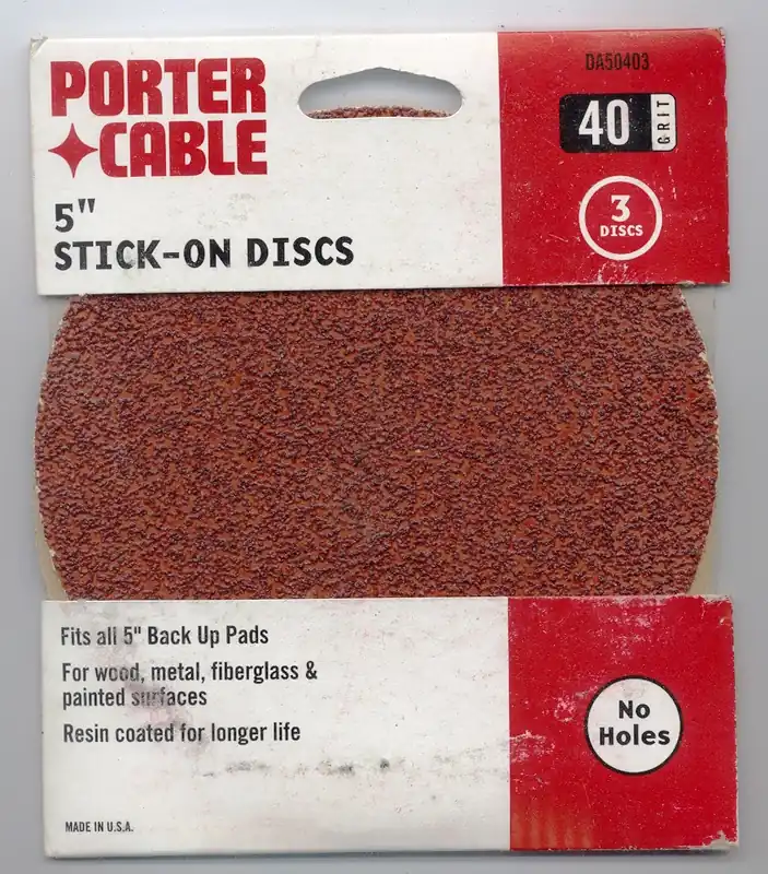 Brand New PC-DA50403 - Sanding Disc, 5" Stick-On, 40 Grit, 3 Pack, No Holes Porter-Cable Tool, Porter-Cable (PC-DA50403)