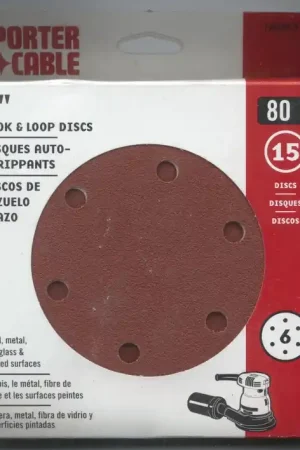 Buy Direct PC-736600815 - Sanding Disc, 6" Hook and Loop, 80 Grit, 15 Pack, 6 Hole Pattern Porter-Cable Tool, Porter-Cable (PC-736600815)