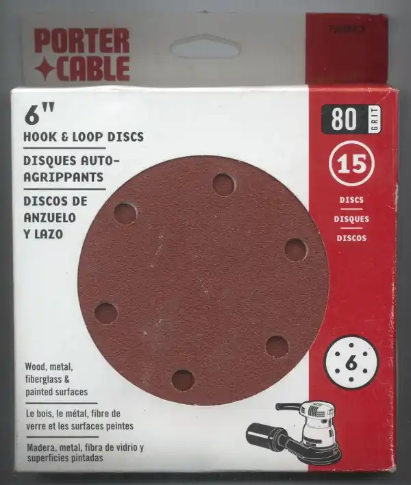 Buy Direct PC-736600815 - Sanding Disc, 6" Hook and Loop, 80 Grit, 15 Pack, 6 Hole Pattern Porter-Cable Tool, Porter-Cable (PC-736600815)