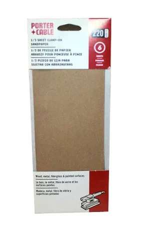 Top Pick PC-53075 - 1/3 Clamp-On Sanding Sheets 220g, (6 Pack) Porter-Cable Tool, Porter-Cable (PC-53075)